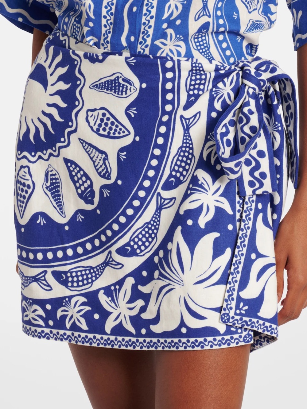 FARM Rio Blue & White Ocean Scarf Mini Skirt (NWT) - Picture 6 of 13